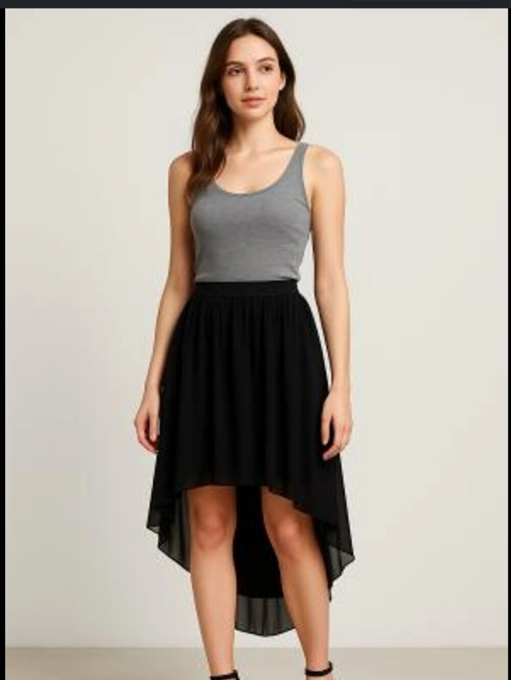 American Eagle Women's Black High-Low Skirt with Micro Pleats Size 6